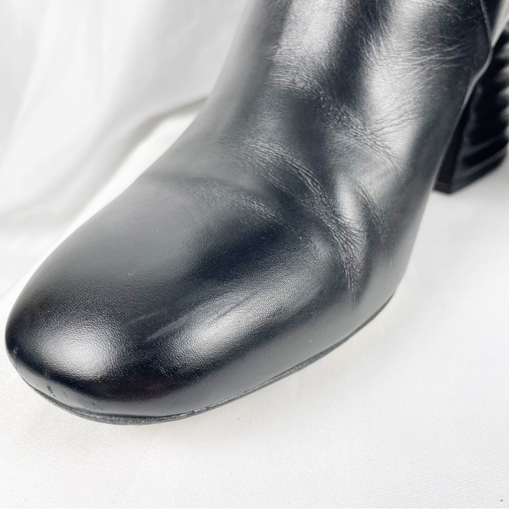 Fendi Sable FF Motif Block Heel Knee High Riding Boots Black Leather EU 38.5 - Picture 6 of 9